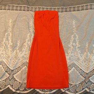 Orange-Red Tie Bodycon Dress